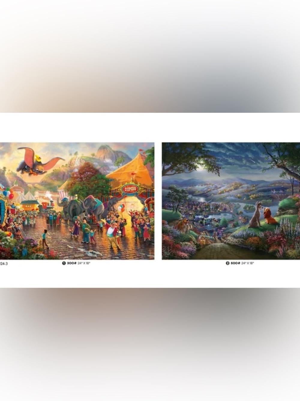 Disney Puzzles Featuring Bright Yellow Circus Tent and Nighttime Village Scenes - Picture 3 of 6